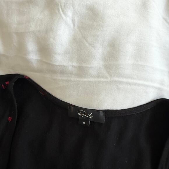 Rails Cherry Print Mini Wrap Dress Black Size S - Picture 4 of 8